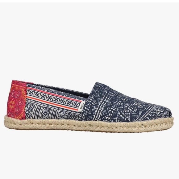 TOMS Alpargata Rope Espadrille Classic Flats Canvas Navy Blue Pink Boho … - Picture 2 of 11